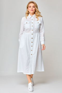 Платье-рубашка из хлопка с накладными карманами VIPPRIMO 106 белый - фото 4