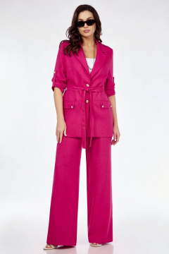 Жакет-рубашка из льна с палаццо и поясом для делового образа Temper 138 фуксия - фото 1