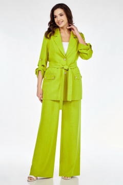 Жакет-рубашка из льна с палаццо на резинке для повседневного стиля Temper 138 яблоко - фото 1