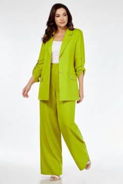 Жакет-рубашка из льна с палаццо на резинке для повседневного стиля Temper 138 яблоко - фото 5