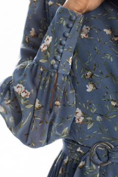 Платье без воротника, с талиевыми вытачками, съемным поясом Golden Valley 4708-1 голубой - фото 3