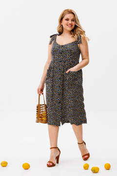 Летний сарафан из вискозы, полуприлегающий, с настройками длины Michel chic 2130 темно-синий,желтый - фото 3