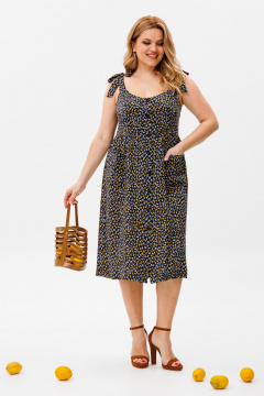 Летний сарафан из вискозы, полуприлегающий, с настройками длины Michel chic 2130 темно-синий,желтый - фото 2