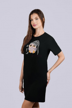 Домашняя сорочка из хлопка с лайкрой и принтом Verally 392-2 совушка - фото 3