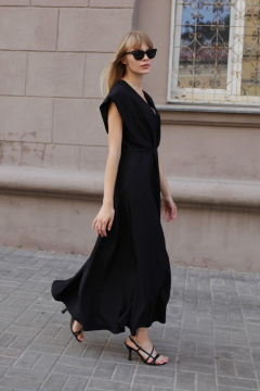 Платье из крепа с V-образным вырезом и расклешенной юбкой HELEN BIRCH Pl038 - фото 4