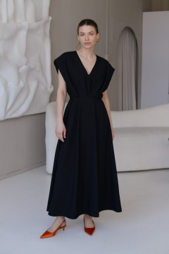 Платье из крепа с V-образным вырезом и расклешенной юбкой HELEN BIRCH Pl038 - фото 1