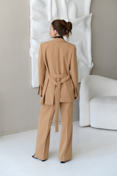 Широкие брюки с стрелками и карманами из костюмной ткани HELEN BIRCH B008 кэмел - фото 5
