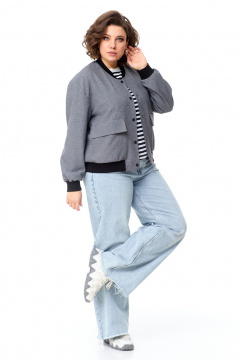 Бомбер оверсайз с классическим стилем и мягким текстилем AMUARt 1004-1 серый - фото 5