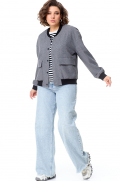 Бомбер оверсайз с классическим стилем и мягким текстилем AMUARt 1004-1 серый - фото 3