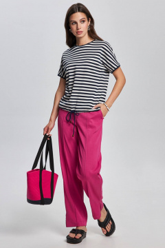 Брюки прямые летние со стрелками на резинке из вискозы Femme & Devur 90075 1.43F(164) - фото 2