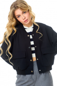 Бомбер черный оверсайз с комфортной посадкой и текстильной отделкой AMUARt 1004 черный - фото 3