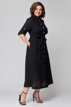 Платье из хлопка с отрезным лифом и карманами AMUARt 1010 черный - фото 5