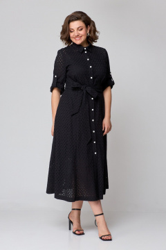 Платье из хлопка с отрезным лифом и карманами AMUARt 1010 черный - фото 2