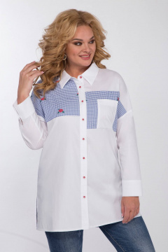 Белая блузка из ткани решелье с нагрудным карманом и застежкой Matini 4.1530/1 - фото 1