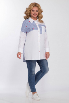 Белая блузка из ткани решелье с нагрудным карманом и застежкой Matini 4.1530/1 - фото 4