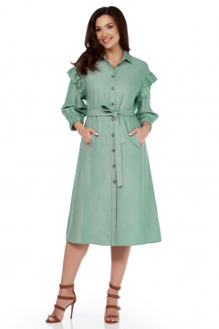 Платье-халат из вискозы с рельефами и широким рукавом ¾ LaKona 11594 ментол - фото 1