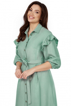 Платье-халат из вискозы с рельефами и широким рукавом ¾ LaKona 11594 ментол - фото 2