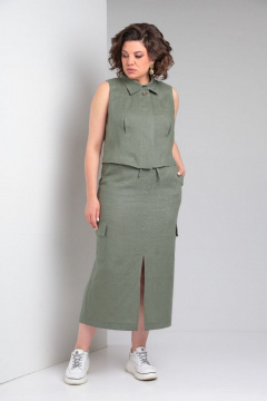 Жилет, юбка Rishelie 961 зеленый_мох - фото 3
