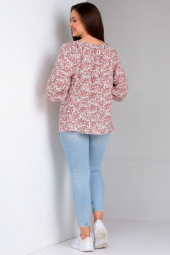 Блуза свободного силуэта из вискозы с цветочным узором Таир-Гранд 62435 бежевый - фото 5
