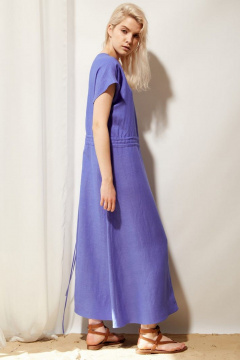 Платье oversize из льняной ткани с накладным карманом PINA 50382 кобальт - фото 2