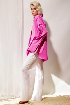 Фиолетовая oversize рубашка из хлопка с разрезами PINA 20844 фиалковый - фото 3