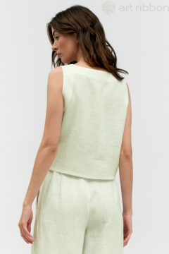 Летний жилет из хлопка с вышивкой и V-образным вырезом Art Ribbon M1019J_1 - фото 4