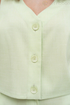 Летний жилет из хлопка с вышивкой и V-образным вырезом Art Ribbon M1019J_1 - фото 3