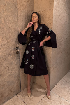 Платье-кимоно с ручной росписью, миди длина Pavlova 165 - фото 2