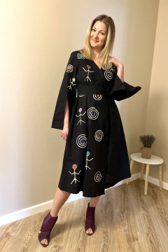 Платье-кимоно с ручной росписью, миди длина Pavlova 165 - фото 5