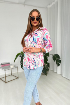 Блуза с асимметричным низом и регуляторами рукавов Nika.PL 04012106 розовый_мрамор - фото 1