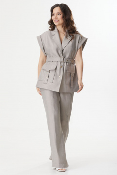 Комплект из жилета и брюк из смесовой ткани Магия моды 2424 серо-бежевый - фото 3