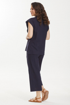 Брюки и жилет из льна и текстиля для летних повседневных образов Магия моды 2439 темно-синий - фото 3