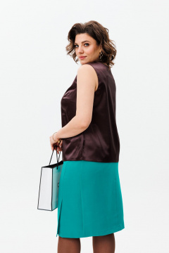 Блуза из вискозы деловая и повседневная Anelli 1440 горький_шоколад - фото 4