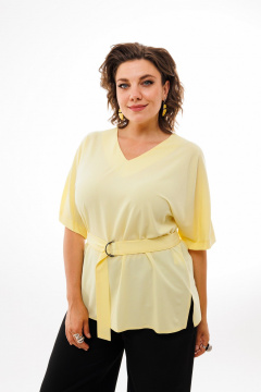 Блуза из вискозы с поясом легкая и универсальная Anelli 1394 одуванчик - фото 4