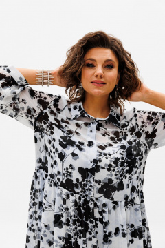 Шифоновое платье оверсайз с воланами и подкладкой Anelli 1362 белый_шепот - фото 5