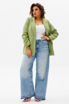 Жакет из текстиля деловой и классический стиль Anelli 1471.1 жасминовый - фото 4