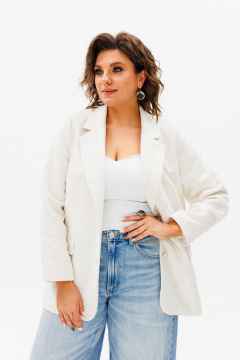 Жакет из текстиля в цвете бежевый и белый Anelli 1471.1 зефирный - фото 1