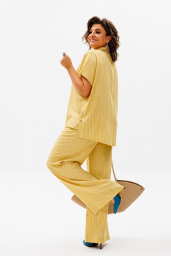 Льняной костюм брюк и рубашки с коротким рукавом для лета Anelli 1405 солнце - фото 5