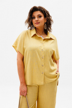 Льняной костюм брюк и рубашки с коротким рукавом для лета Anelli 1405 солнце - фото 2