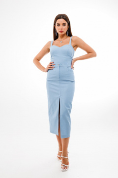 Юбка джинсовая с топом летний и стильный комплект Anelli 1397 голубой - фото 4