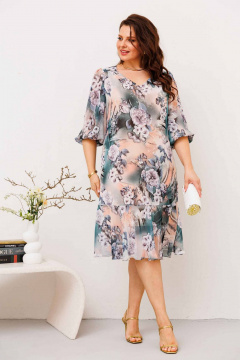 Свободное платье с кокеткой и клёшевым воланом Асолия 2672 - фото 4