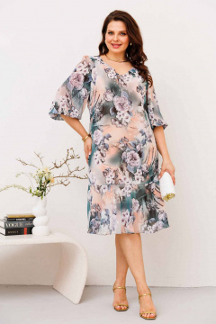 Свободное платье с кокеткой и клёшевым воланом Асолия 2672 - фото 2