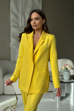 Костюм 2-ка жакет и брюки классический деловой Dilana VIP 2056 желтый - фото 2