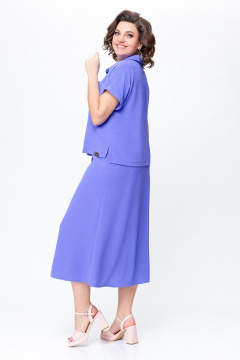 Блуза и миди юбка из вискозы с накладными карманами Swallow 732 нежная лаванда - фото 5