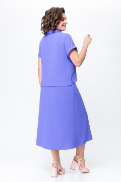 Блуза и миди юбка из вискозы с накладными карманами Swallow 732 нежная лаванда - фото 4