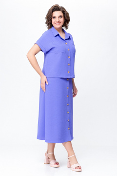 Блуза и миди юбка из вискозы с накладными карманами Swallow 732 нежная лаванда - фото 2