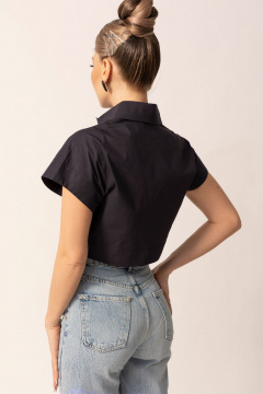 Блуза летняя с карманами и оборотами в стиле кэжуал Golden Valley 2330 черный - фото 2