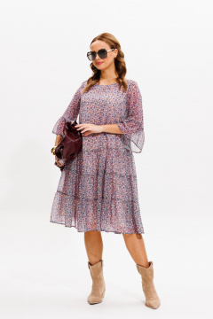 Платье шифоновое трапециевидное с воланами Anastasia 1110 лавандовый - фото 4