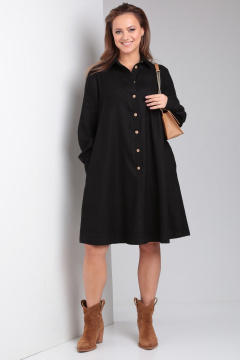 Платье свободного силуэта из вискозы с вставками Your size 2225 черный - фото 4