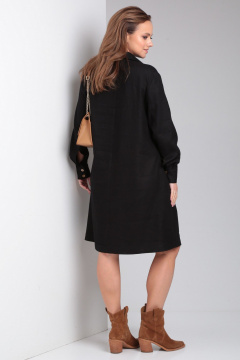 Платье свободного силуэта из вискозы с вставками Your size 2225 черный - фото 3